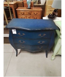 COMMODE GALBEE STYLE REGENCE ACAJOU LAQUE  BLEU  3 TIROIRS PLATEAU MDF B 002